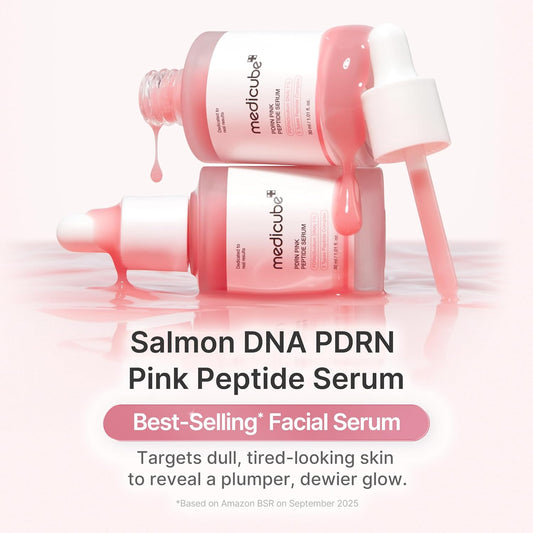 medicube PDRN Pink Peptide Serum Sodium DNA 1%, Pink glow serum, Peptide, Niacinamide, Hydrating & Moisturizing & Firming, Uneven Skin Tone, Korean Skincare 30ML (1.01 fl.oz., Salmon DNA PDRN)