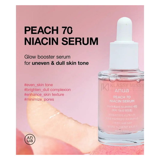 Anua Peach 70 Niacinamide Serum 30ml / brightening hydrating face serum/daily clean beauty
