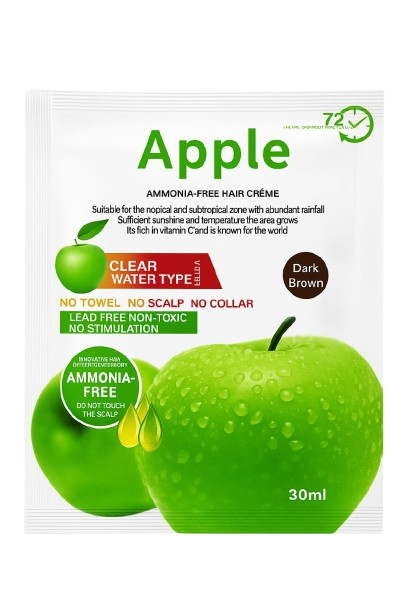 Apple Hair Color Dark Brown / Black Hair Dye Cream (30ml x 10Pcs) – Natural Hair Color with No Scalp Touch, Long-Lasting Black, Lead-Free & Non-Toxic (quick 5 min dye)