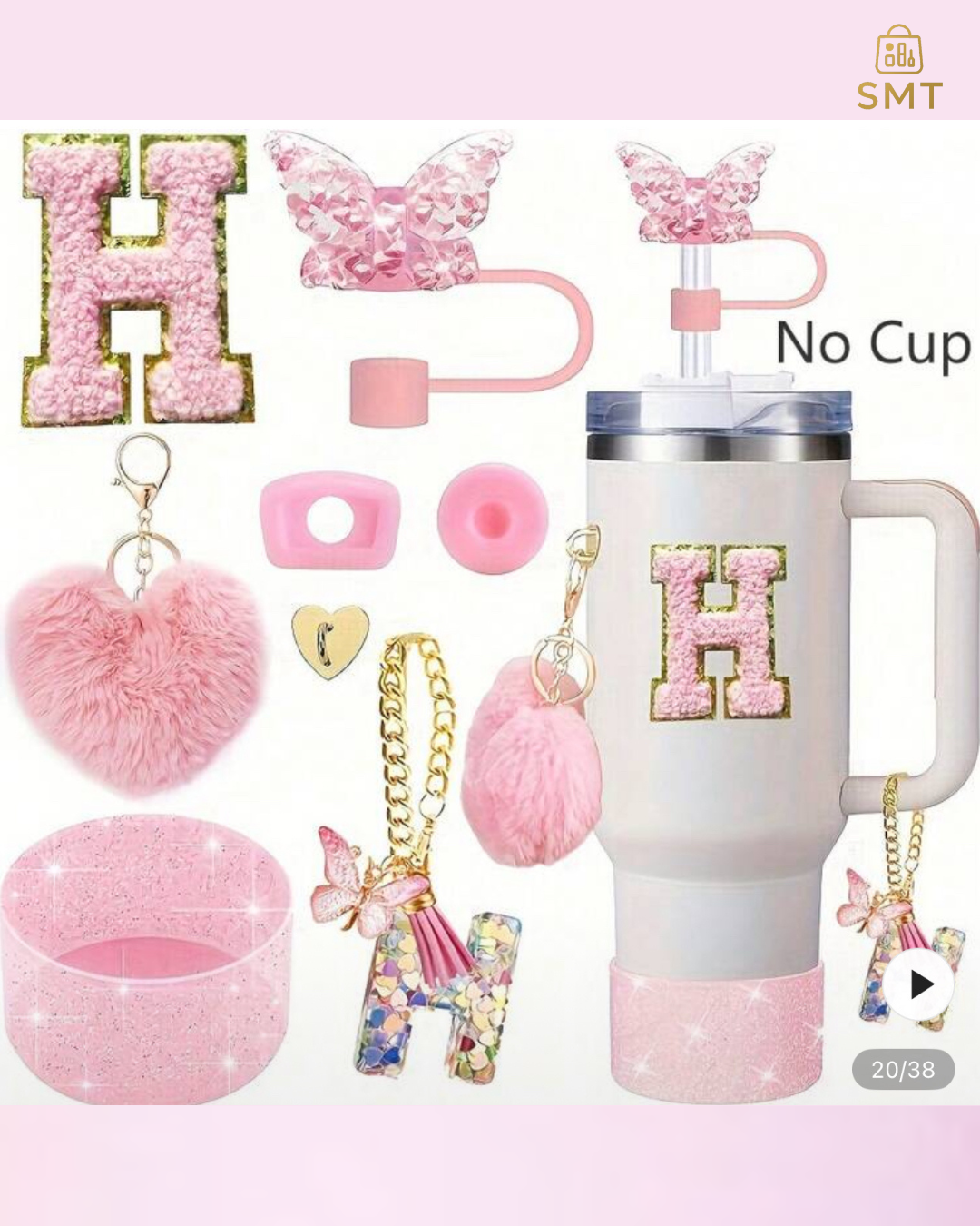 40oz Blush Pink / Ruby Matte Tumbler with Handle & Straw – Large Insulated Travel Mug