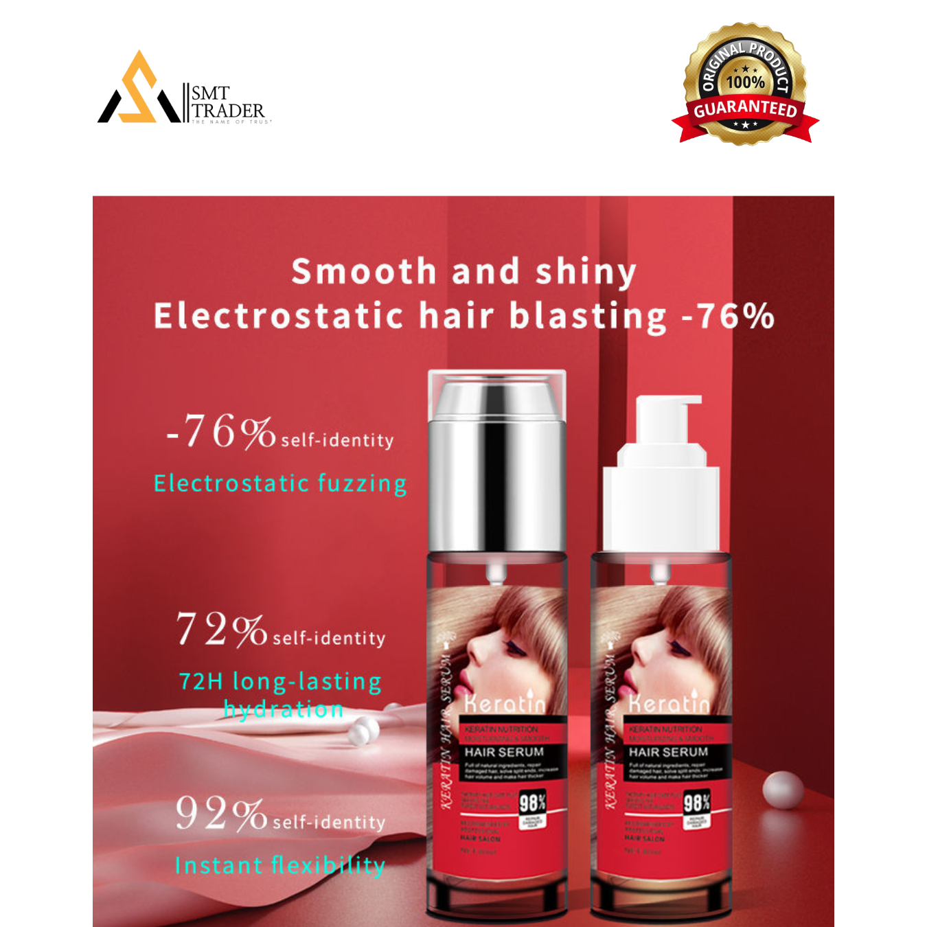 Keratin Moisturizing & Smooth Hair Serum 98% 80ml