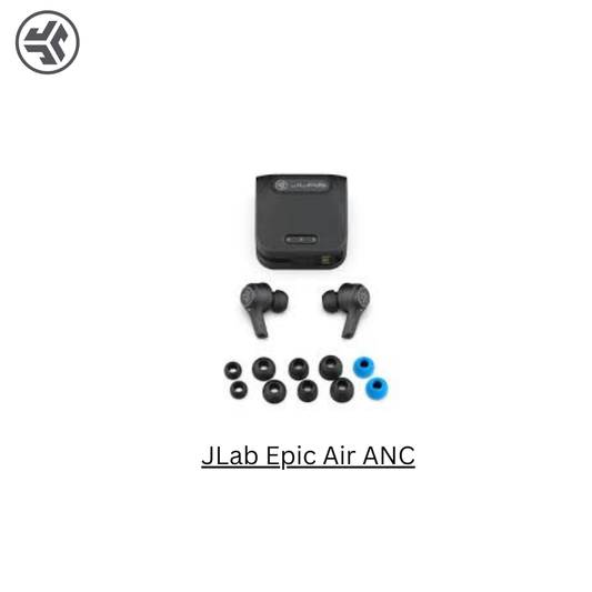 JLab Epic Air ANC Gen 2 True Wireless Bluetooth 5 Earbuds, Active Noise Canceling, 12-Hour Battery Life, 36-Hour Charging Case, Low Latency Movie Mode, Wear Detect Sensor, Google Fast Pair