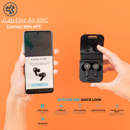 JLab Epic Air ANC Gen 2 True Wireless Bluetooth 5 Earbuds, Active Noise Canceling, 12-Hour Battery Life, 36-Hour Charging Case, Low Latency Movie Mode, Wear Detect Sensor, Google Fast Pair