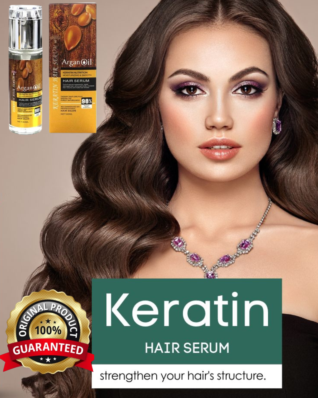 Argan Oil Keratin Hair Serum , Anti Fall For Moisturizing And Smooth Hair Serum