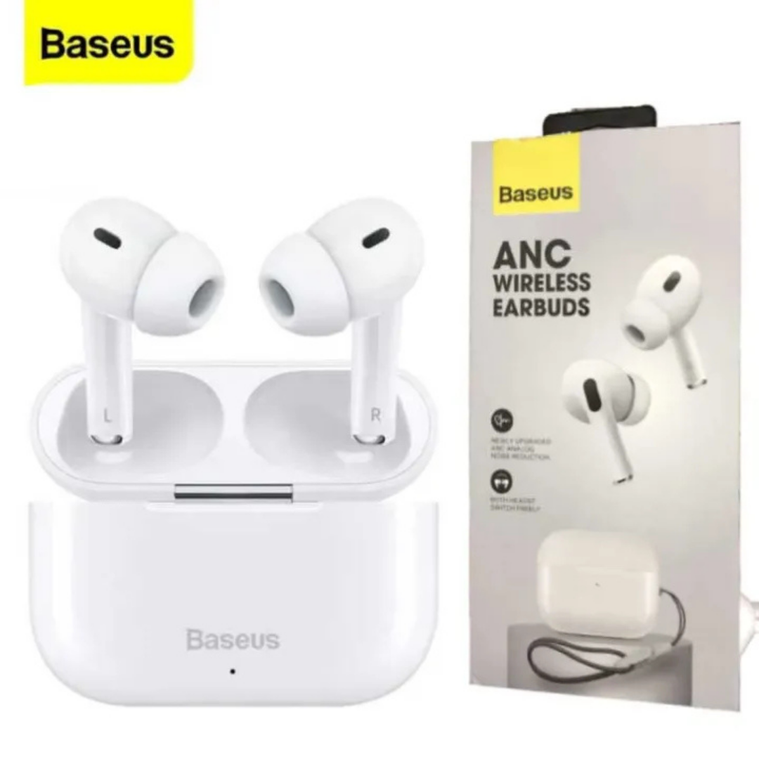 Baseus ANC Wireless Earbuds Airpods Pro 2 With Wireless Charging Case, Baseus Wireless Earbuds with Redefining Comfort and Premium Sound, IPX4 Water Resistance + FREE Silicone Case, App Connectivity