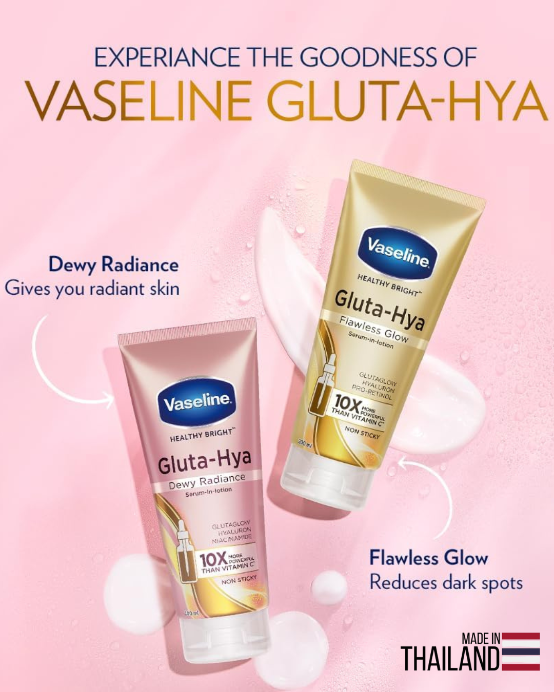 Vaseline Gluta-Hya Dewy Radiance 300ml – Hydrating Serum-In-Lotion (Made in Thailand)
