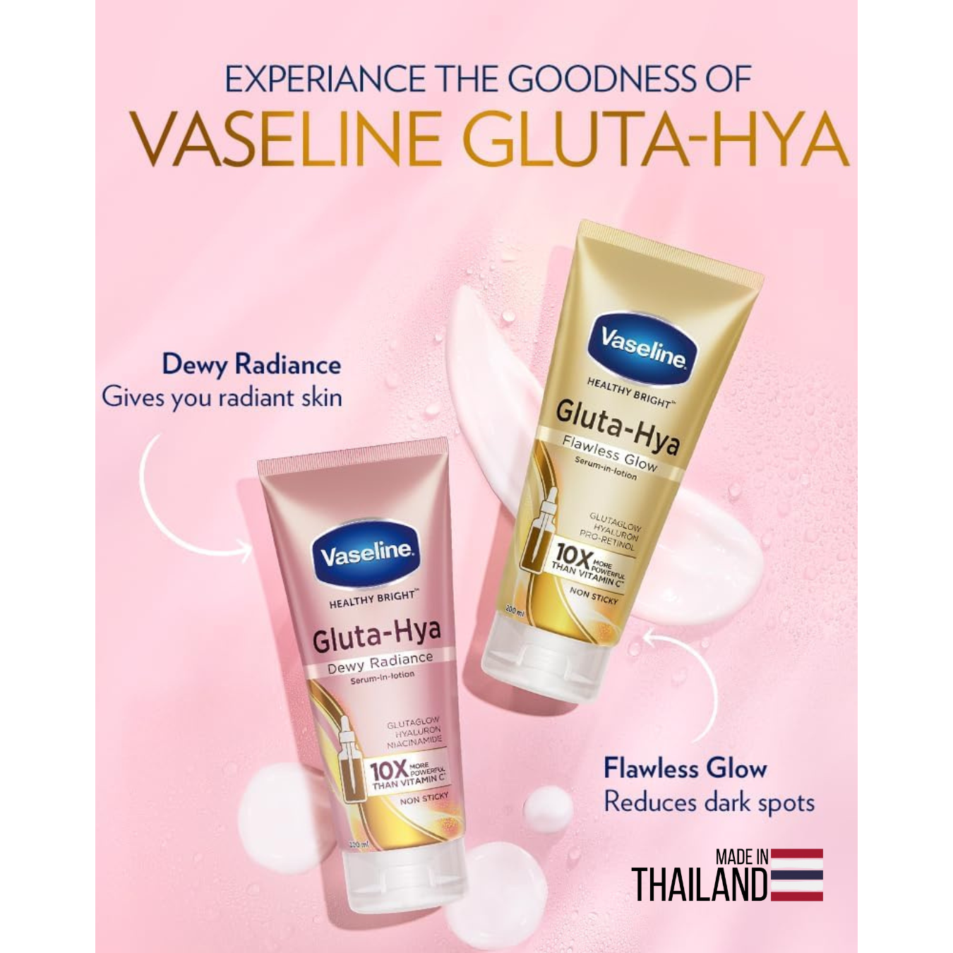 Vaseline Gluta-Hya Dewy Radiance, 300ml, Made in Thailand 100% Original Product