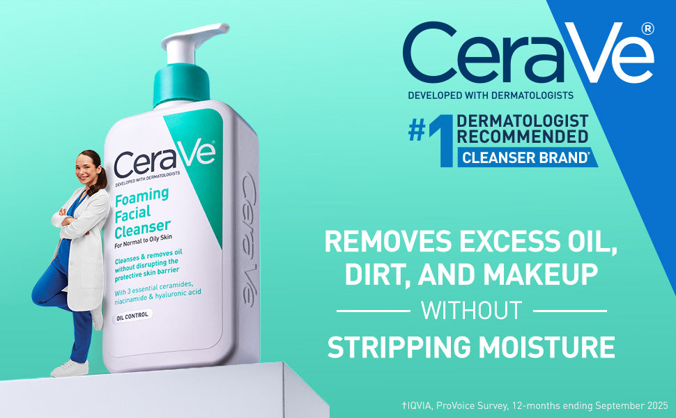 CeraVe Foaming Facial Cleanser, Daily Face Wash for Oily Skin, Hyaluronic Acid + Ceramides + Niacinamide, Fragrance Free & Paraben Free, Non-Drying Oil Control Face Wash