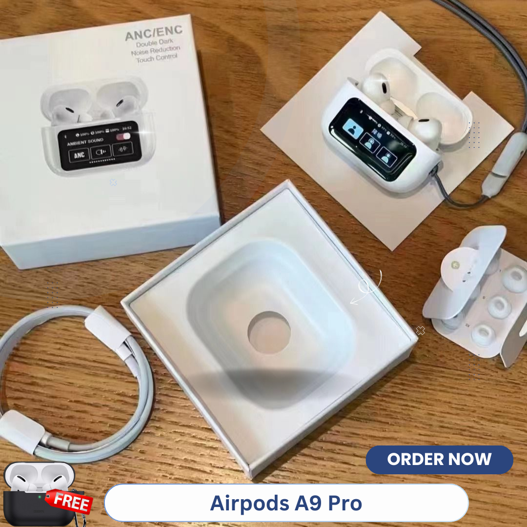 Airpods Pro A9 ANC/ENC Double Dark Noise Reduction Battery Display Touch Control Bass Boosted Sound Quality Bluetooth Wireless Earbuds For Android and iOS