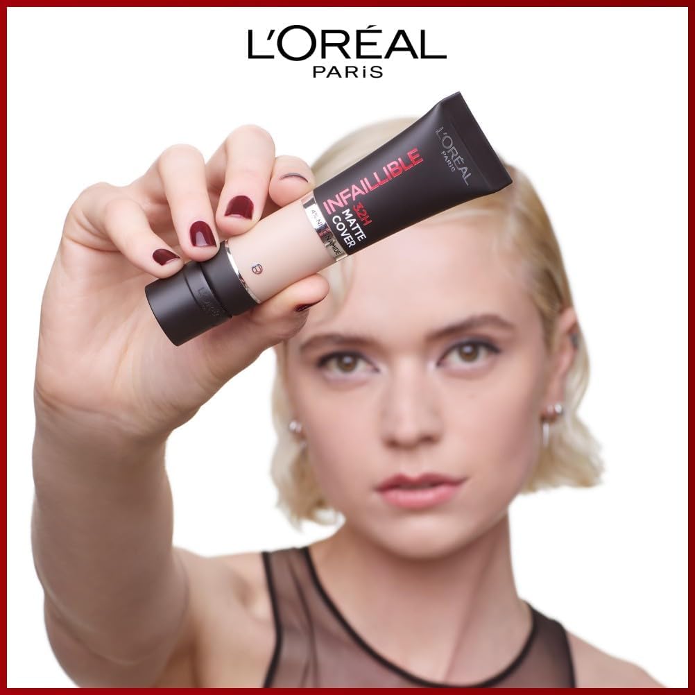 L'Oreal Paris Cover Liquid Foundation, With 4% Niacinamide, Long Lasting, Natural Finish, Available in 3 Shades, SPF 25, Infallible 32H Matte Cover, 30ml