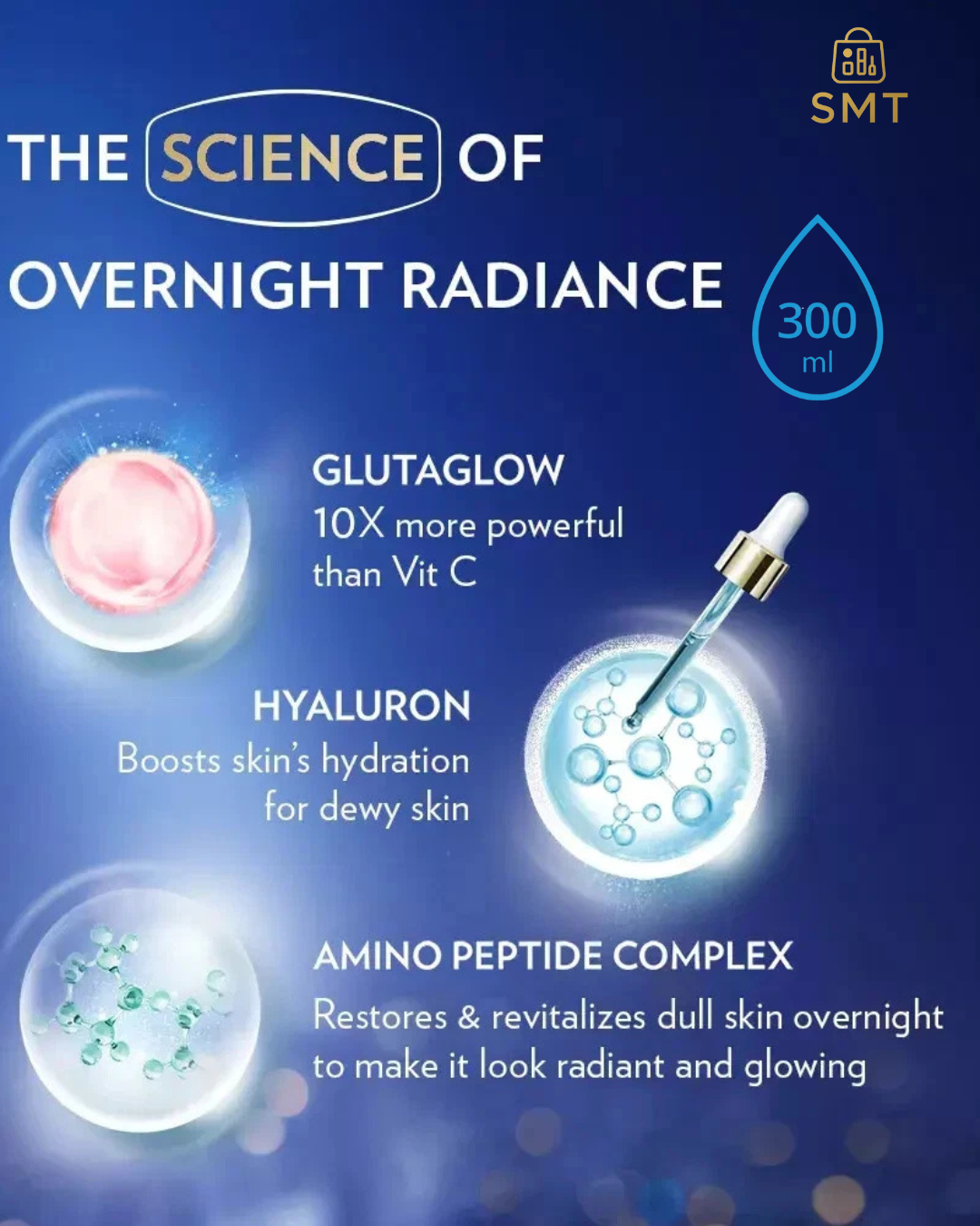Vaseline Gluta-Hya Overnight Radiance 300ml – Night Repair Serum Burst Lotion Made in Thailand