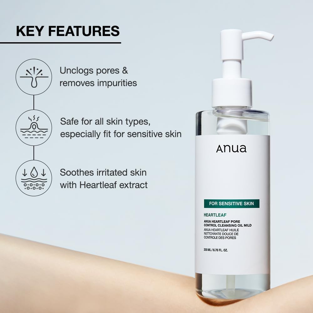 Anua Heartleaf Pore Cleansing Oil Mild 200ml – Gentle Oil Cleanser for Sensitive Skin & Blackhead Removal in Pakistan