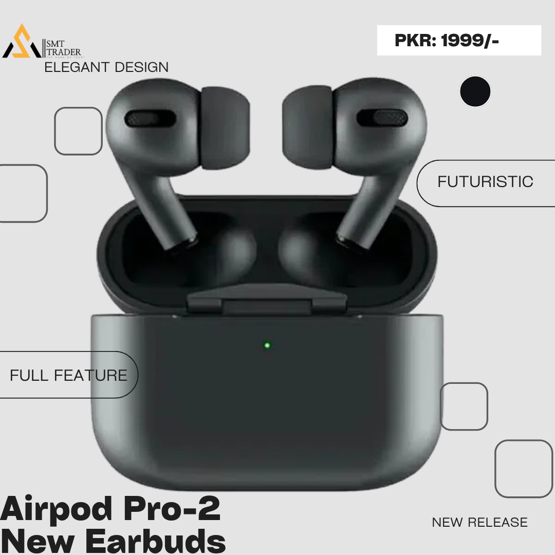 Airpods Pro 2nd Generation ( Black) with Active Noise Cancellation (ANC) and Transparency mode, true wireless earbuds, long lasting battery, wireless charging