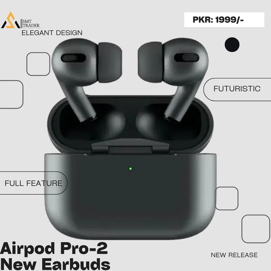 Airpods Pro 2nd Generation ( Black) with Active Noise Cancellation (ANC) and Transparency mode, true wireless earbuds, long lasting battery, wireless charging