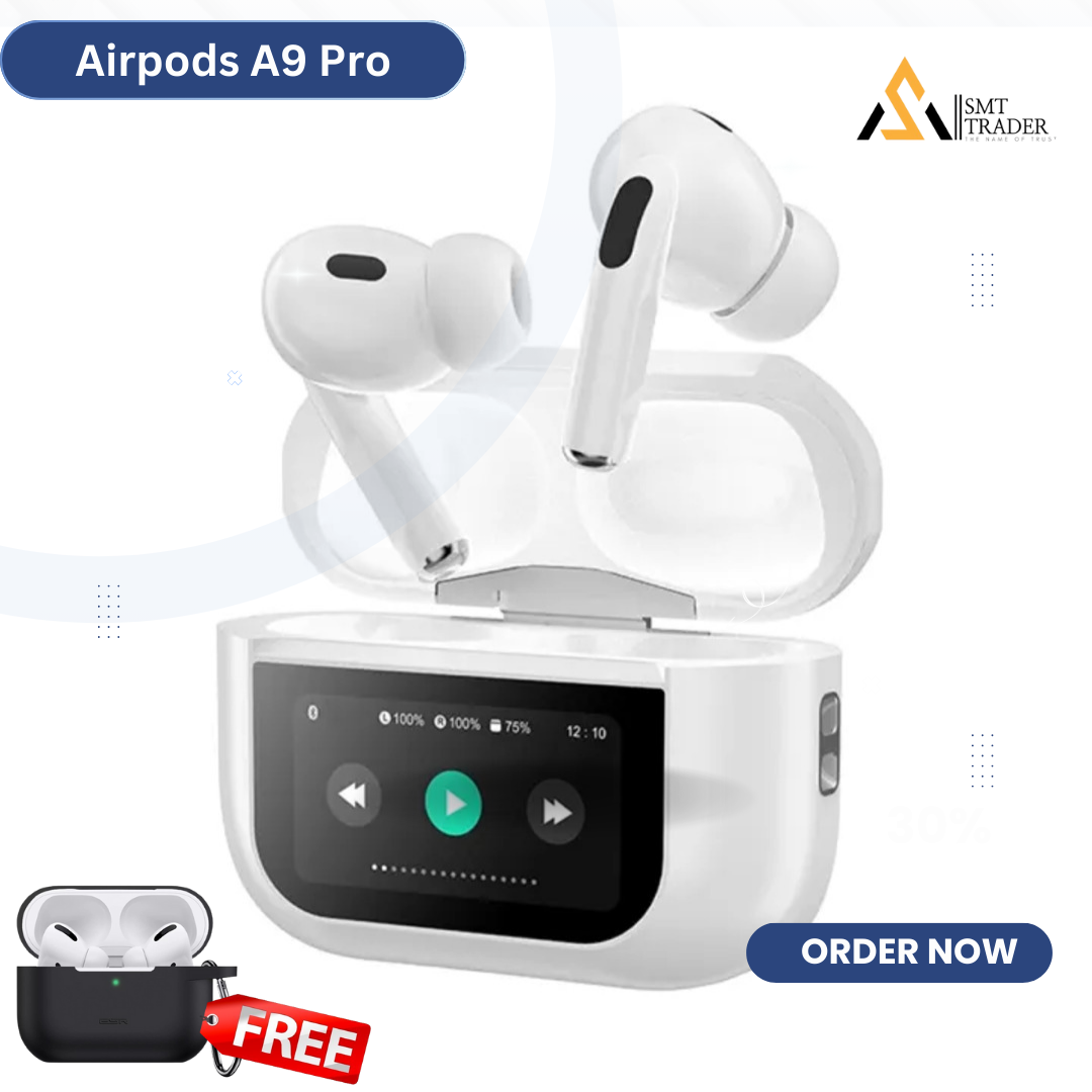 Airpods Pro A9 ANC/ENC Double Dark Noise Reduction Battery Display Touch Control Bass Boosted Sound Quality Bluetooth Wireless Earbuds For Android and iOS