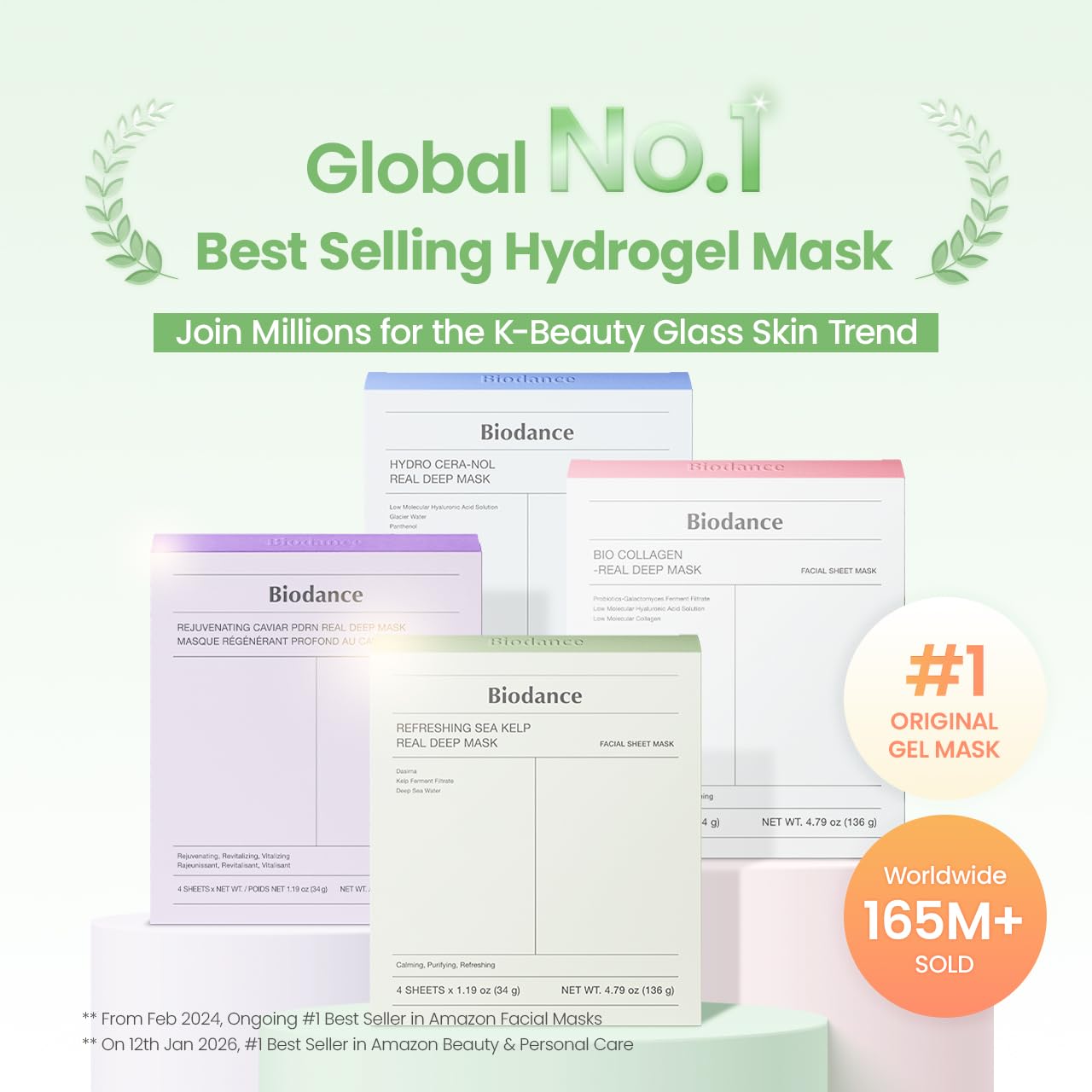 BIODANCE Refreshing Sea kelp Real Deep Mask, Overnight Hydrogel Face Mask, Calming, Oil & Sebum Control, Blemish Care, After Sun Care, Sunburn Relief, Korean Skin Care | 1.19oz(34g)