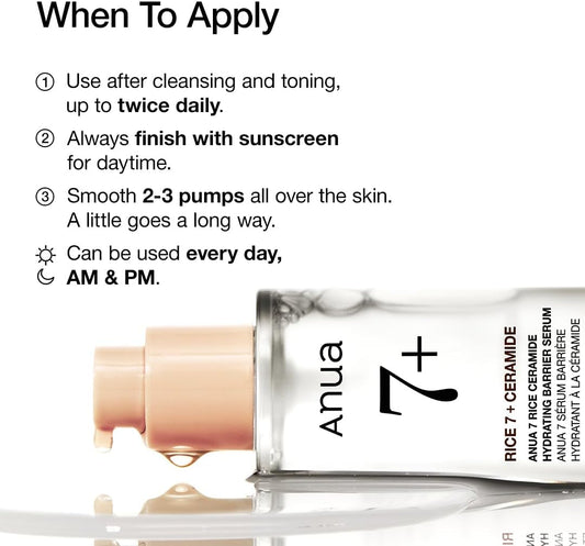 Anua 7 Rice Ceramide Hydrating Barrier Serum – Brightening & Barrier Repair Korean Serum for Dry & Sensitive Skin in Pakistan