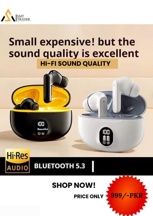 TWS Wireless Earbuds with LED Display - ENC Noise Cancellation, HiFi Stereo, Bluetooth 5.3