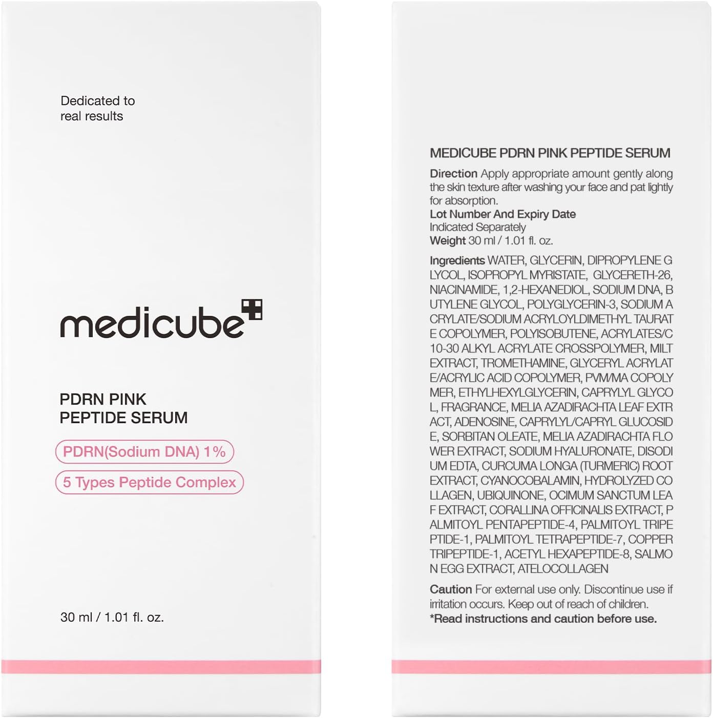 medicube PDRN Pink Peptide Serum Sodium DNA 1%, Pink glow serum, Peptide, Niacinamide, Hydrating & Moisturizing & Firming, Uneven Skin Tone, Korean Skincare 30ML (1.01 fl.oz., Salmon DNA PDRN)