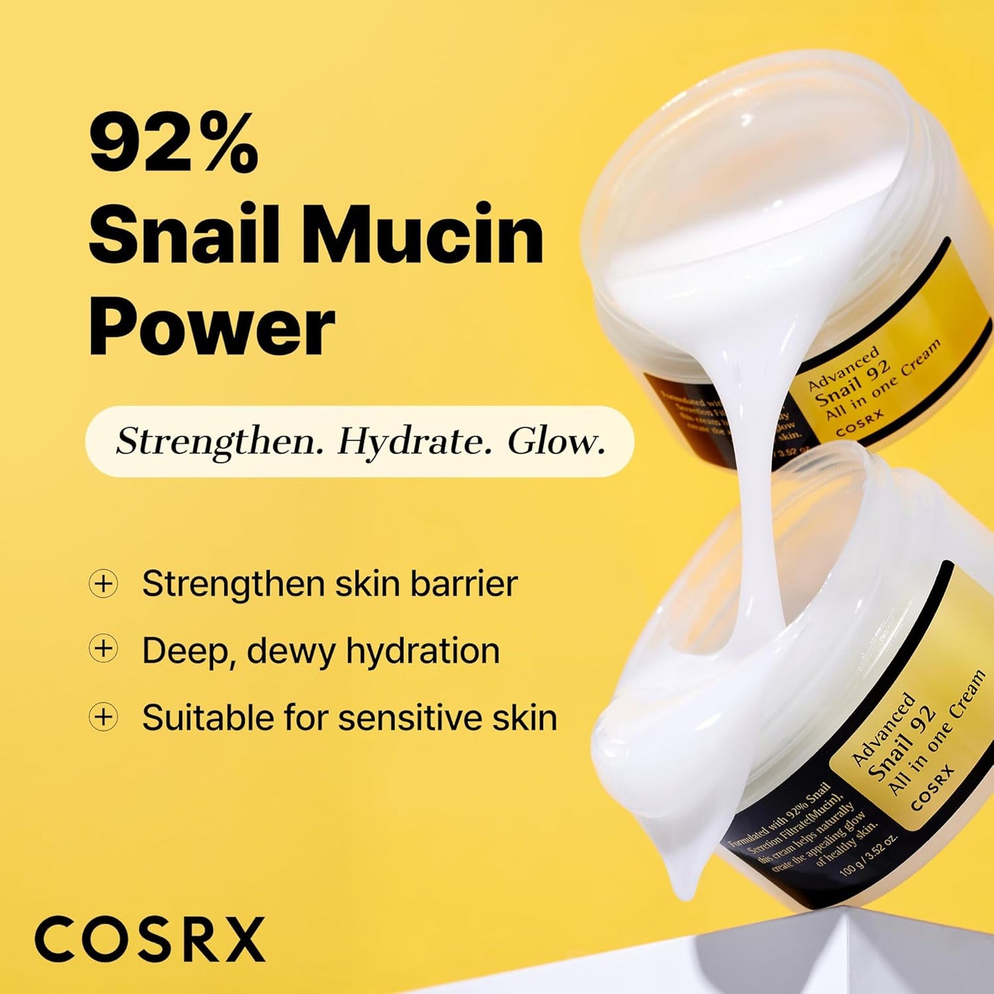 COSRX Advanced Snail 92 All In One Cream 100ml – Korean Repairing & Hydrating Moisturizer