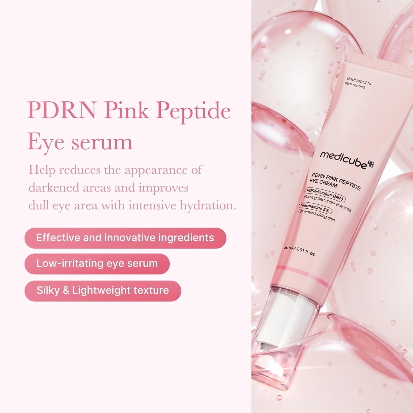 Medicube Salmon DNA PDRN Pink Peptide Eye Serum 30ml – Retinol Eye Cream for Dark Circles, Fine Lines & Brightening Pakistan