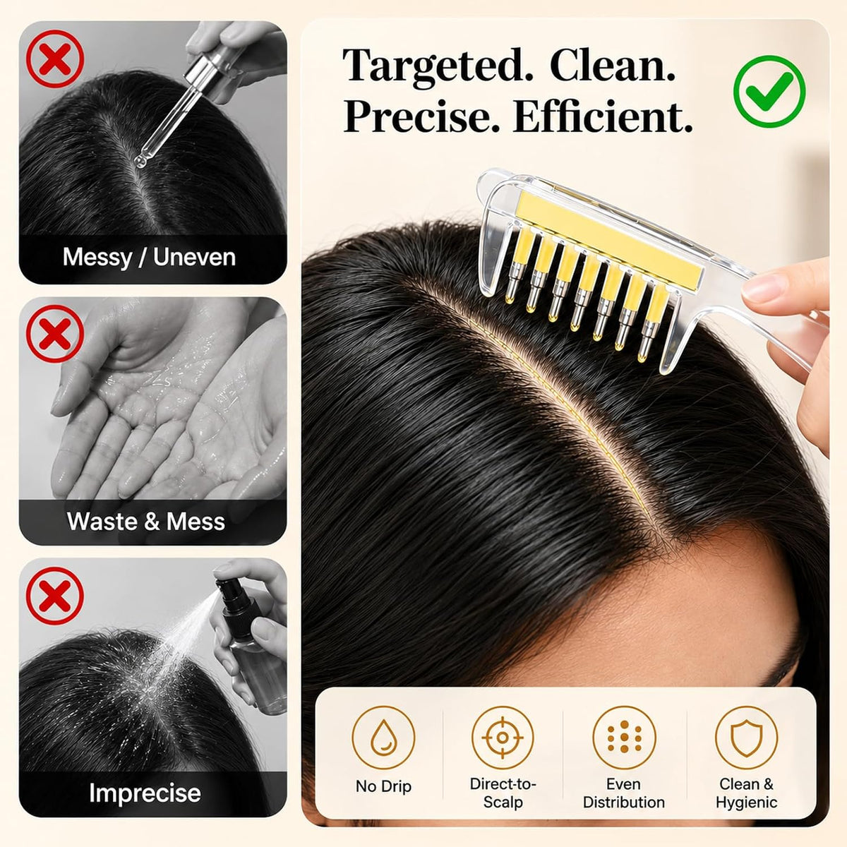 Reusable hair oil scalp applicator comb