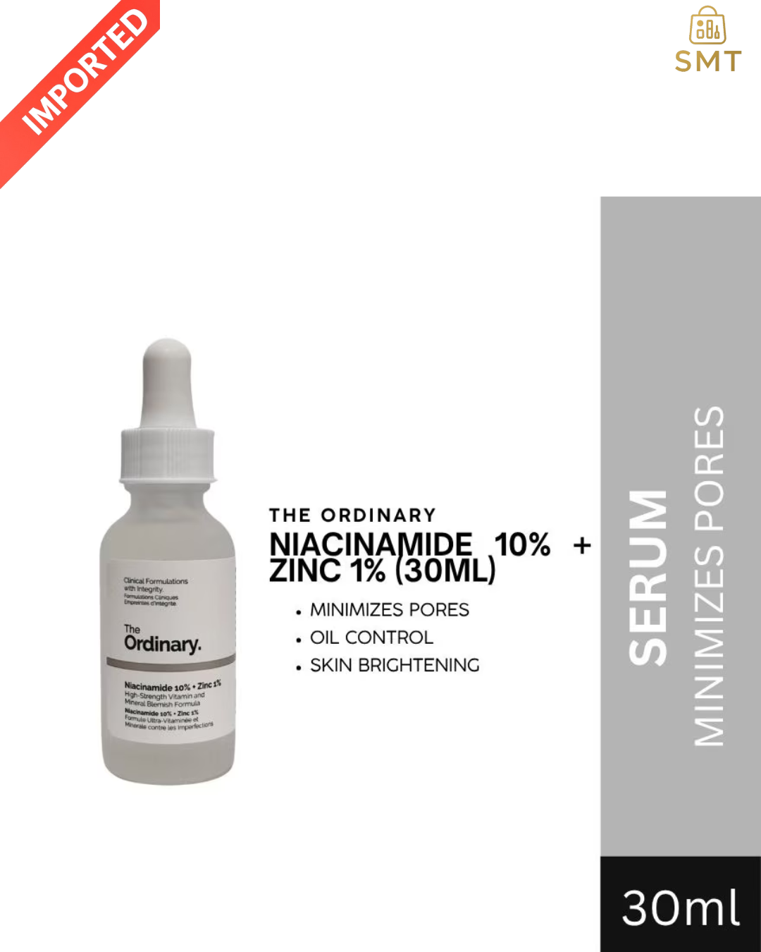 The Ordinary Niacinamide 10% + Zinc 1% Serum 30ml – Oil Control & Acne Treatment