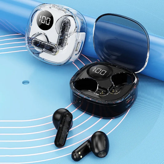 Airbuds Apro 138 TWS Transparent Earphones with LED Digital Display Wireless BT Stereo Earbuds best for gaming and movies.