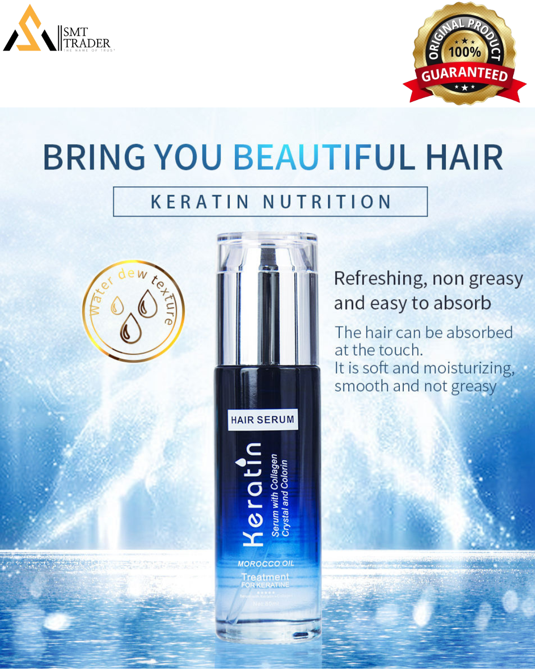 Keratin Hair Serum 80ml Intensive Repair & Shine Treatment