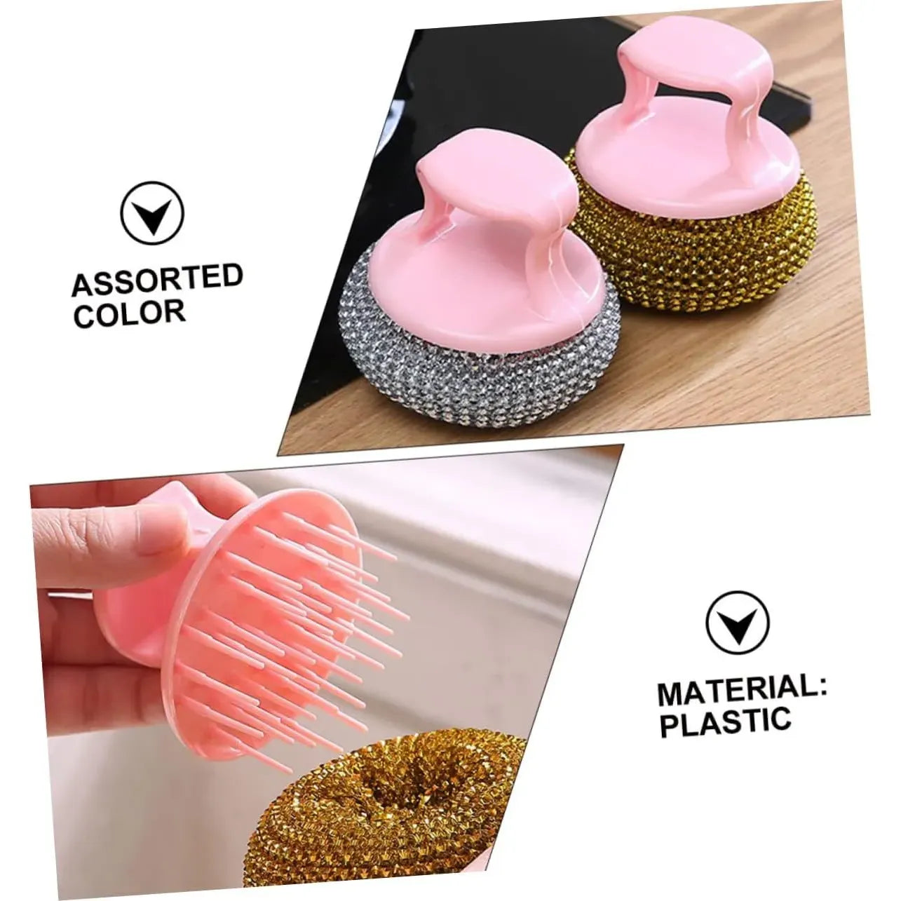 Steel Wire Cleaning Ball Brush Set Detachable Kitchen Scrubber for Pots and Pans Heavy-Duty Stainless Steel for Restaurant and Home Use Random Color
