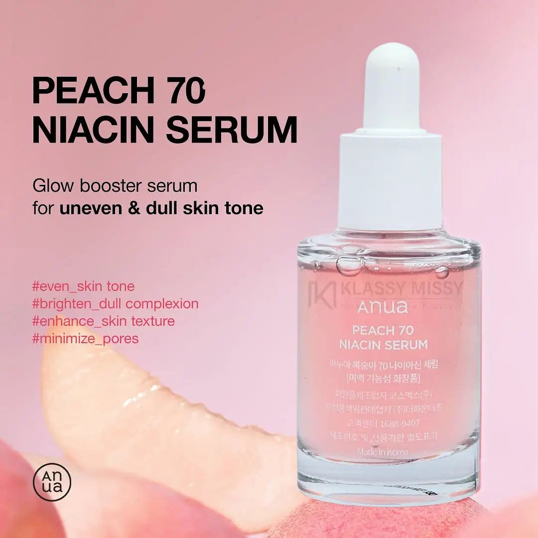 Anua Peach 70 Niacinamide Serum 30ml / brightening hydrating face serum/daily clean beauty