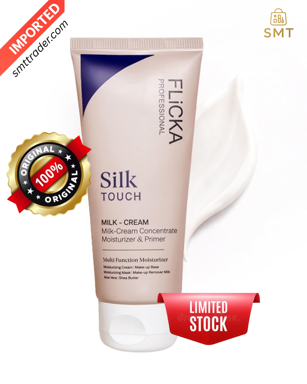 FLiCKA Silk Touch 3 in 1 Moisturizer and Primer for Face (Imported Original Product) | Hydrating, Lightweight, Long-Lasting | Pore Minimizer | Dermatologically Tested | All Skin Types | Makeup Base | 60g | Cruelty-Free