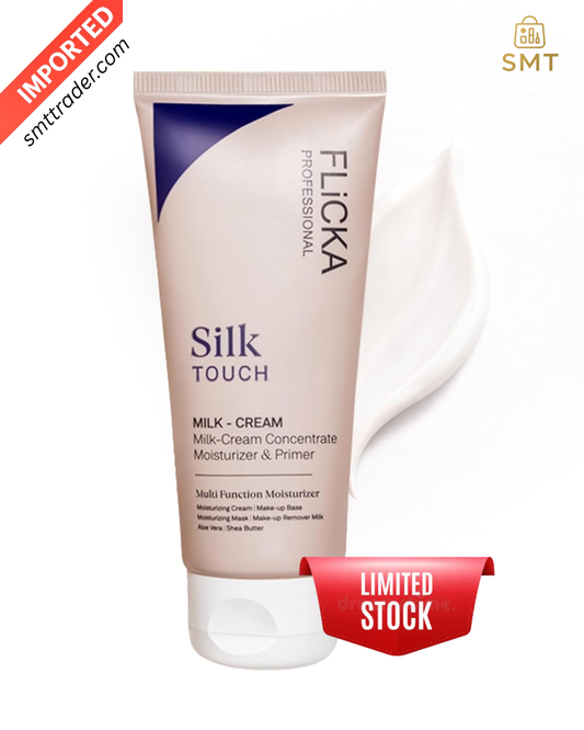 Flicka Silk Touch milk cream tube on a white background with 'Imported' and 'Limited Stock' text.