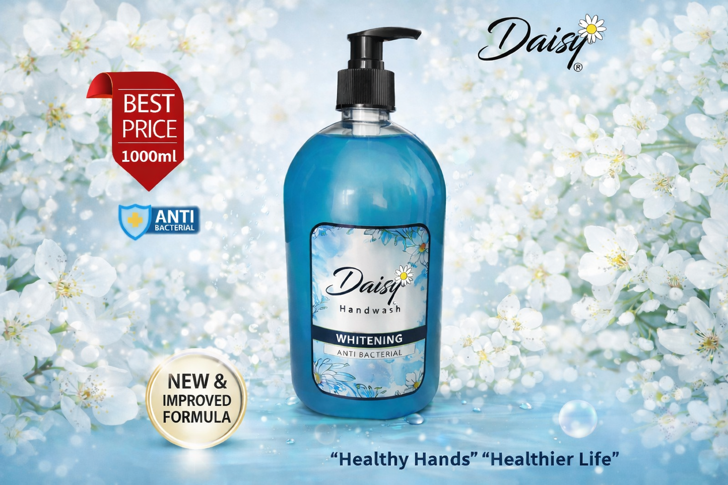 Daisy Handwash Whitening 1000ml – Brightening & Deep Cleansing Formula