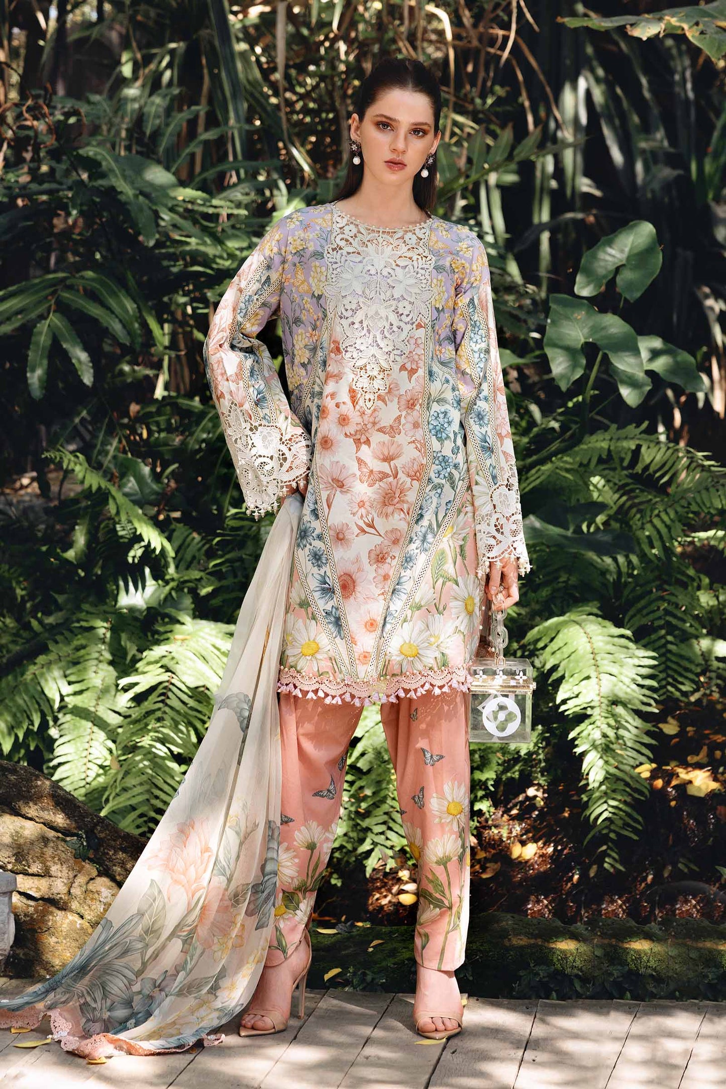 maria b original 3 piece embroidered lawn suit pakistan designer unstitched dress- MPT-2910-B