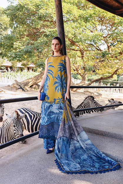 maria b original 3 piece embroidered lawn suit pakistan designer unstitched dress- MPT-2911-A