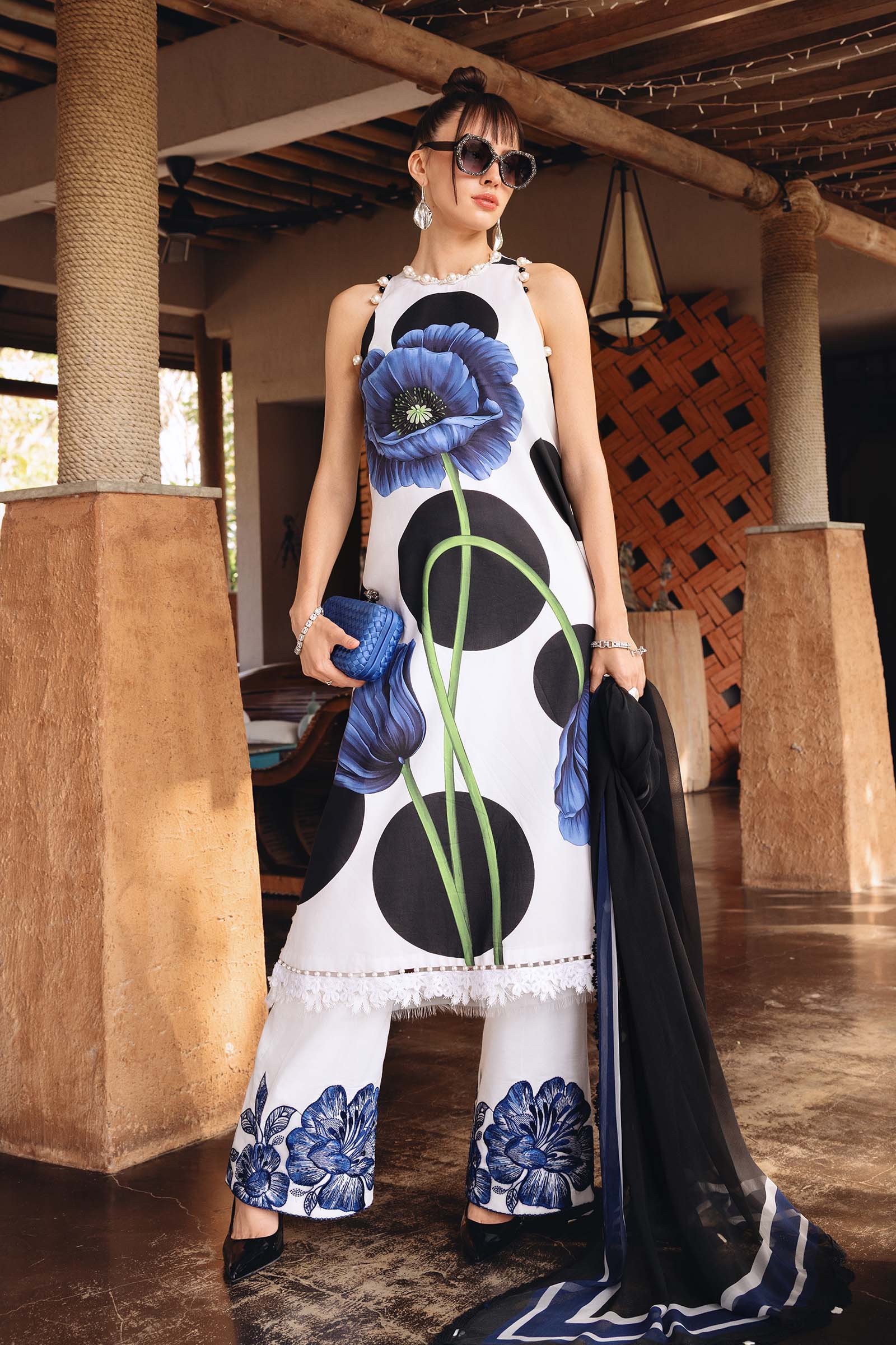 maria b original 3 piece embroidered lawn suit pakistan designer unstitched dress- MPT-2913-A