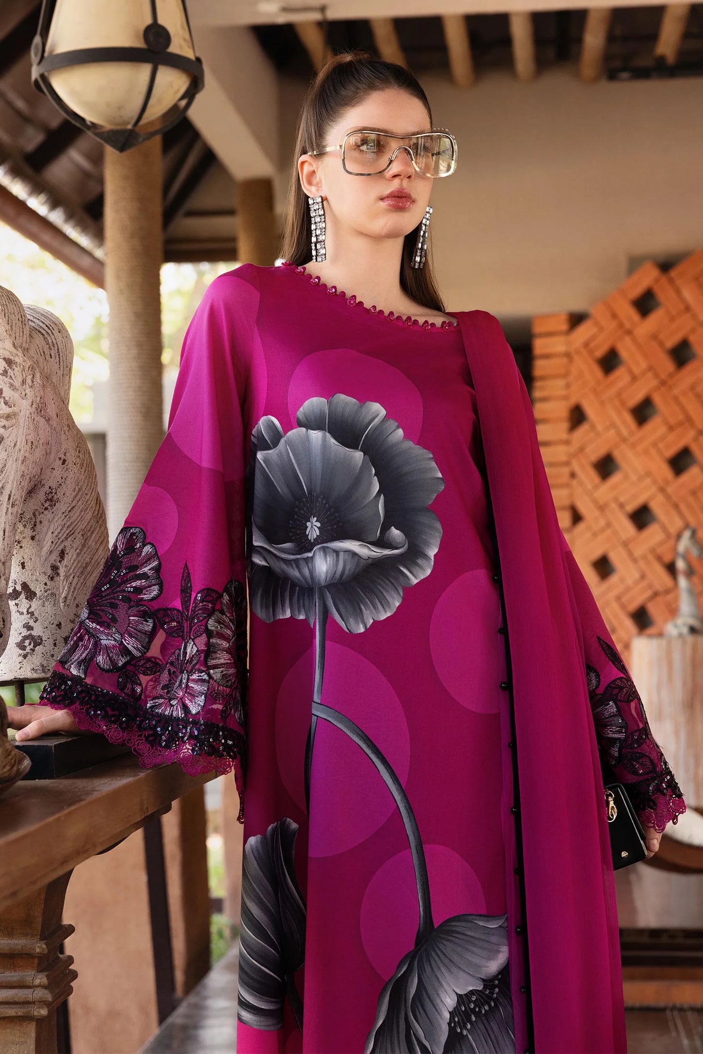 maria b original 3 piece embroidered lawn suit pakistan designer unstitched dress- MPT-2913-B
