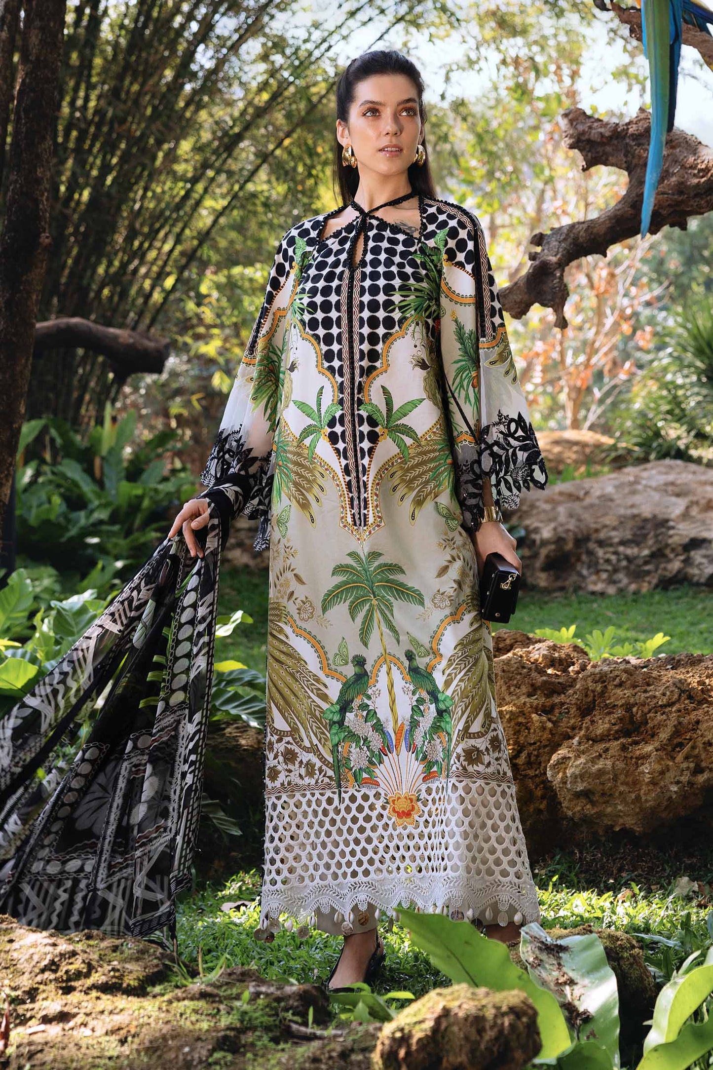 maria b original 3 piece embroidered lawn suit pakistan designer unstitched dress- MPT-2905-A