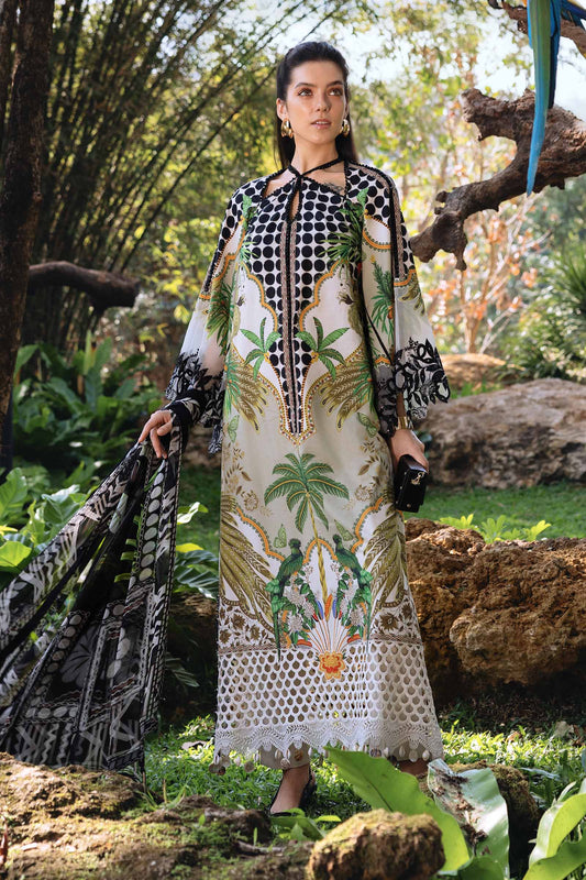 maria b original 3 piece embroidered lawn suit pakistan designer unstitched dress- MPT-2905-A