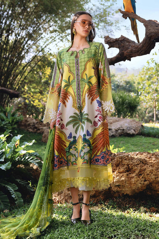 maria b original 3 piece embroidered lawn suit pakistan designer unstitched dress- MPT-2905-B
