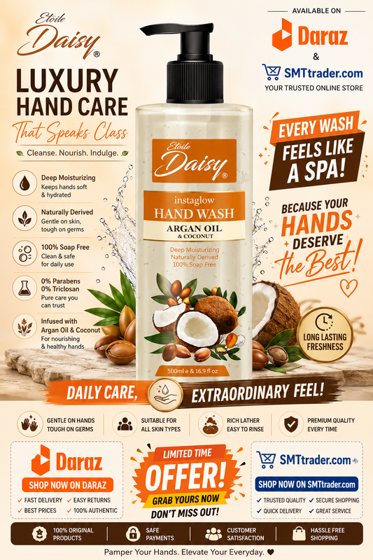 etoile daisy instaglow argan oil coconut hand wash 500ml pakistan moisturizing liquid hand soap