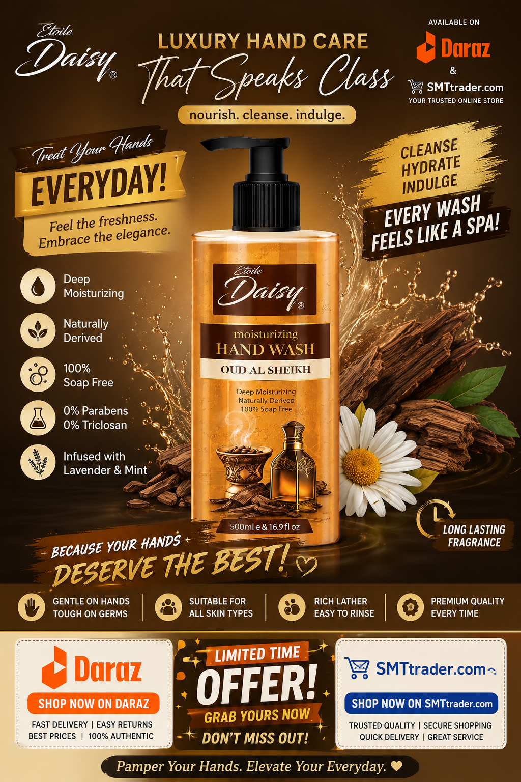 etoile daisy moisturizing oud al sheikh hand wash 500ml pakistan luxury liquid hand soap
