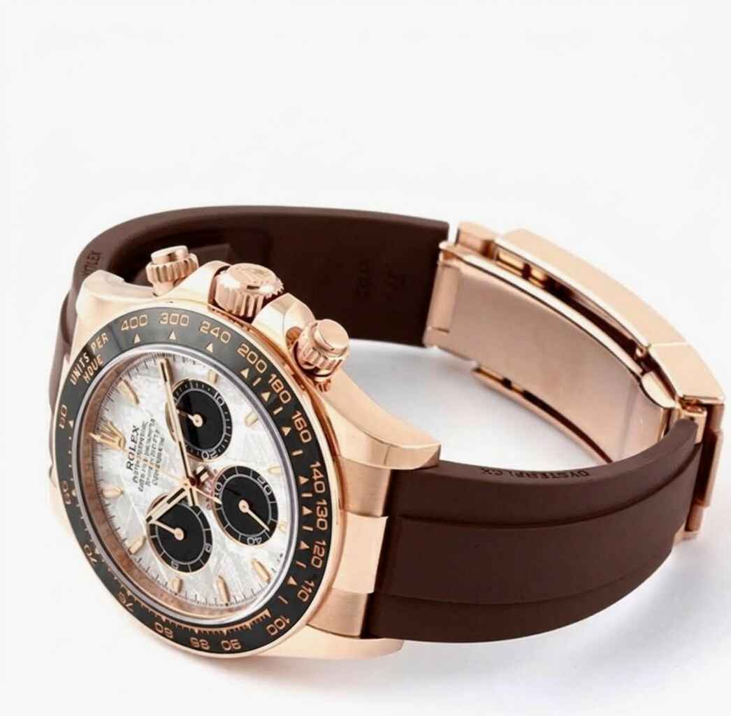 Daytona style luxury watch brown strap