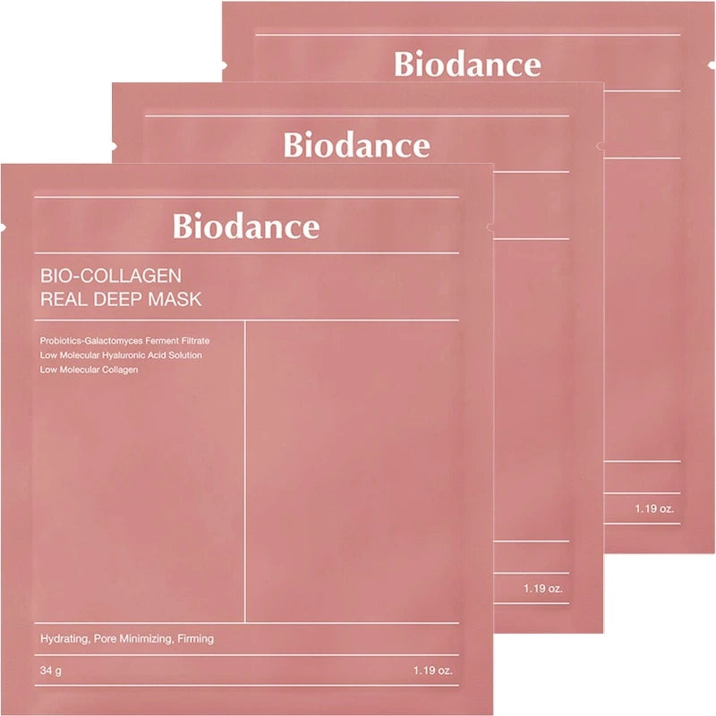BIODANCE Bio-Collagen Real Deep Mask, Hydrating Overnight Hydrogel Face Mask, Pore Minimizing, Elasticity, Plumping, Travel Essentials & Self Care Gifts for Women, Korean Skin Care | 1.19oz(34g) x 4ea