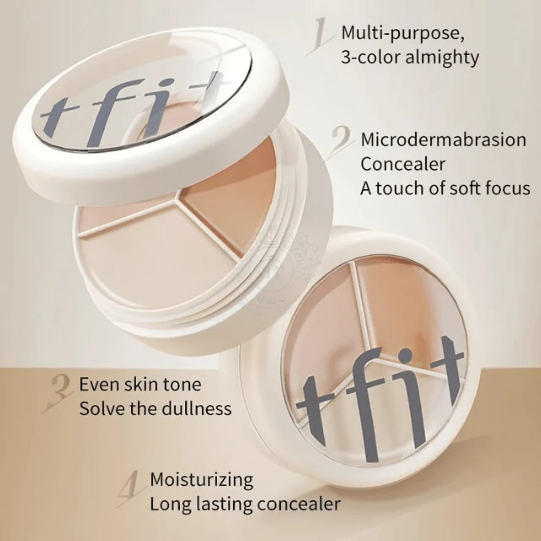 T-FIT 3 Color Concealer Palette, Popular, T Fit Concealer, Dark Bears, Spots, Nasolabial, Corners and Acne Marks, Cream Texture 3 Color Adjustable, Suitable for Natural Skin