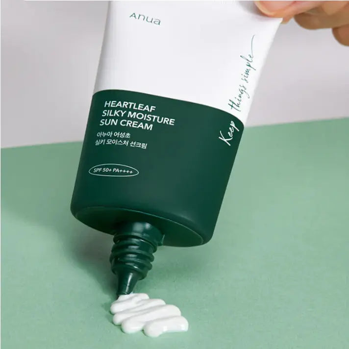 Anua Heartleaf Silky Moisture Sun Cream SPF 50+ PA++++ – Hydrating Korean Sunscreen for Sensitive Skin in Pakistan